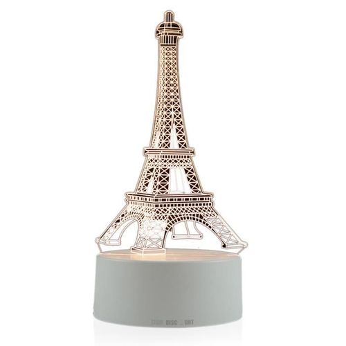 TD® Lampe optique poser décoratif tactile 7 couleur illusion optique - modèle tour Eiffel - faible consommation câble USB 3 piles AA