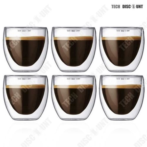 Td® Paquet De 6 Tasses À Café Capacité De 80 Ml Double Couche Verre Clair Chaud Servir Thé Tasses À Café Tasses À Thé Domestiques