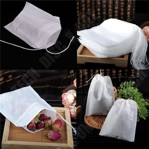 Td® Sac Thé Avec Cordon De Serrage/ Sachet De Thé/ Sac Papier Filtre Vert/ 100 Sachet De Thé Vide Jetables
