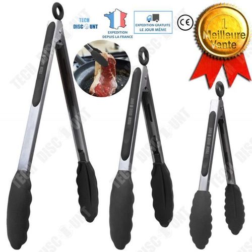 3 Pince Cuisine Inox Professionnel Grande Robuste Pain Barbecue Silicone Clip Serrage Alimentaire Acier Inoxydable Accessoire