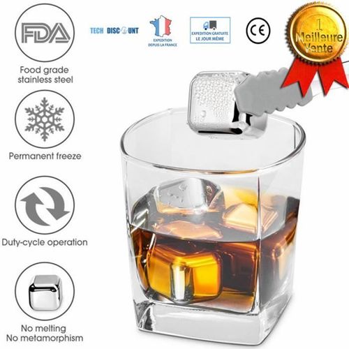 Td® Lot 8 Cube Glaçon Acier Inoxydable Réutilisable Ice Cube À Glace Refroidissement Congélateur Whisky Vodka Bière Vin Blanc Cockta