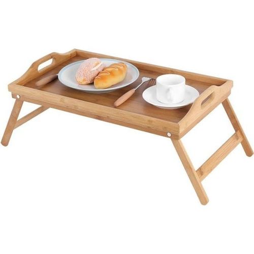 Plateau De Lit Pliable En Bambou Petit-Déjeuner Table De Lit