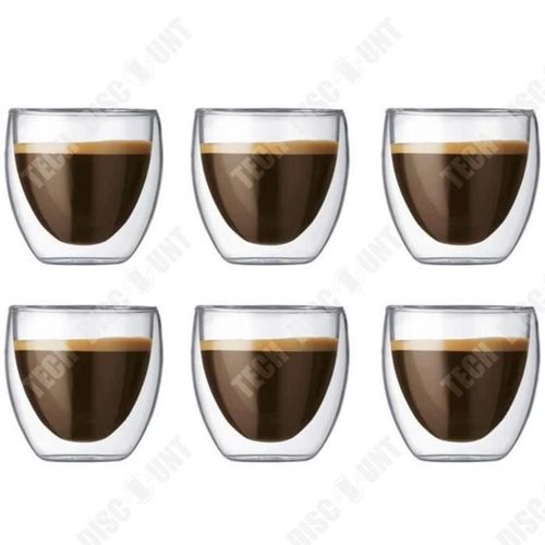 Td® Coffret De 6 Tasse À Café/Expresso/Espresso - 350 Ml , Set De Verre Transparent Double Paroi Pour Café Et Thé