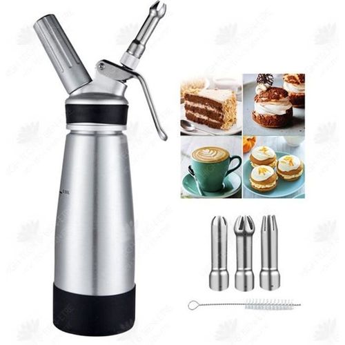 Htbe® 500 Ml Tout En Aluminium Silicone Pistolet À Crème Gâteau Café Crème Glacée Dessert Maison Fantaisie Dispositif De Décoration