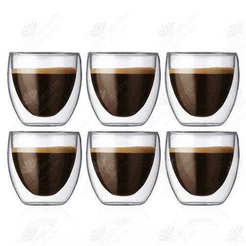 Htbe® Tasses À Café 80 Ml Capacité Double Couche Verre Clair Chaud Servir Du Thé Ménage Robuste Et Durable Tasses À Thé Paquet De 6