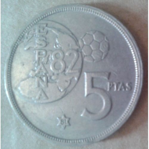 Pièce Espagne 5 Pesetas 1980 "Espana 1982" Coupe Du Monde De Football Juan Carlos Rey De Espana