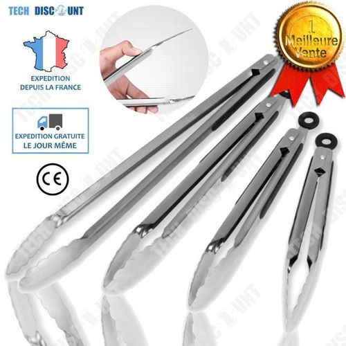 Td® Pince À Pain Fourniture De Cuisine 12 Pouces Inox Cuisine Poignée Antidérapant Barbecue Multifonction Alimentaire Outil Ustensil