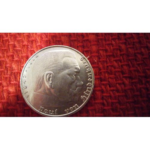 2 Reichsmark Paul Von Hindenburg 1938 J Argent