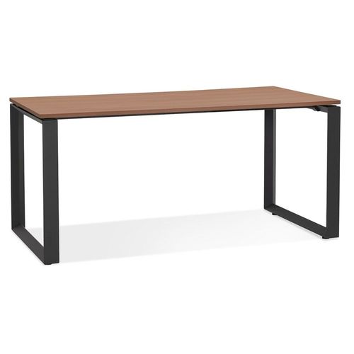 Bureau Droit Design 'bakus' En Bois Finition Noyer Et Métal Noir - 160x80 Cm