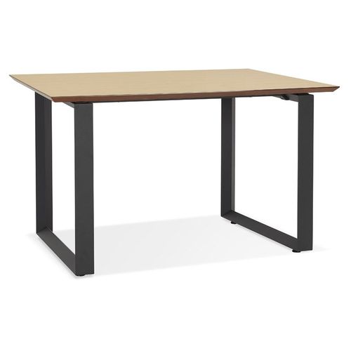 Bureau De Direction Droit 'gimini' En Bois Finition Naturelle Et Métal Noir - 130x70 Cm