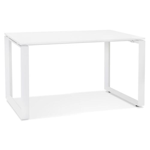 Petit Bureau Droit Design 'bakus' En Bois Et Métal Blanc - 120x60 Cm