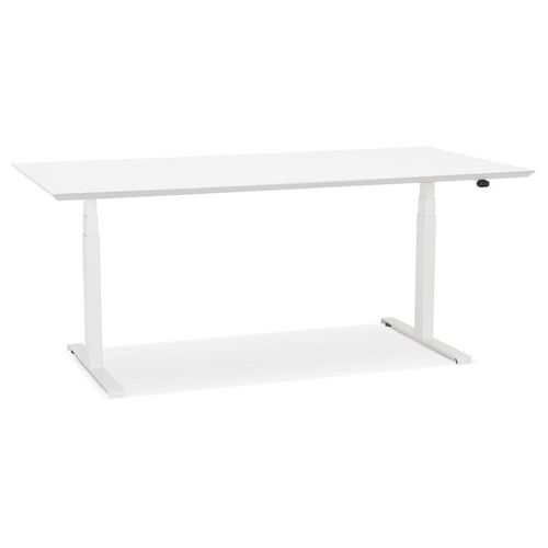 Bureau Assis-Debout Électrique 'bionik'avec Plateau En Bois Et Métal Blanc - 180x90 Cm