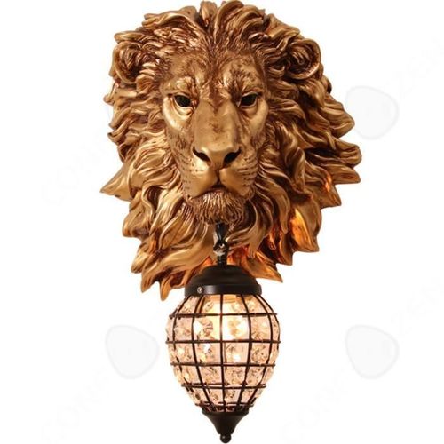 Confo® Applique Murale Tête De Lion Créative Rétro Américaine Adaptée Au Salon Mur De Fond De L'hôtel Allée Ktv