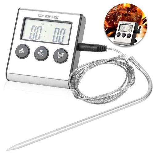Td® Thermomètre Numérique Avec Sonde Pour Cuisson Au Four -Résistant Jusqu'à 250°C - Fonction Alarme - De Température- Et Minuterie