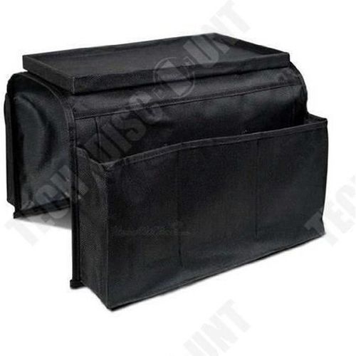 TD® Organiseur Accoudoir tablette -Canapé Fauteuil Télécommande Tablettes Magazine Boissons Snacks Noir Ultra Pratique Multi poches