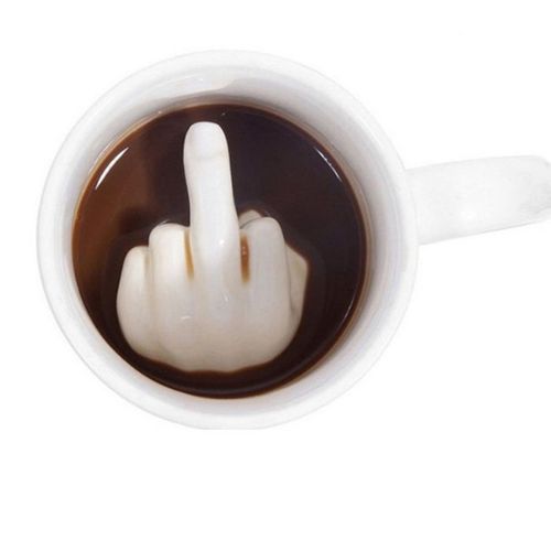 Td® Tasse Blanche En Céramique/ Geste Doigt Dans Le Fond De Tasse/ Mug Créatif Avec Parodie Non Civilisée De Majeur Doigt D'honneur