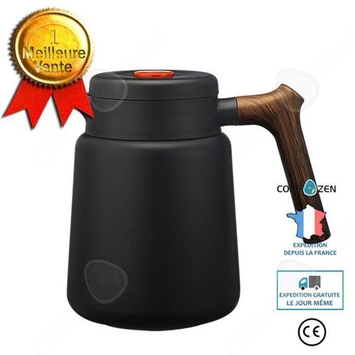 Confo® Cafetière Isolée Bouilloire En Acier Inoxydable Ménage Grain De Bois Poignée Personnalité Créative Rétro Cadeau De Fête Des P