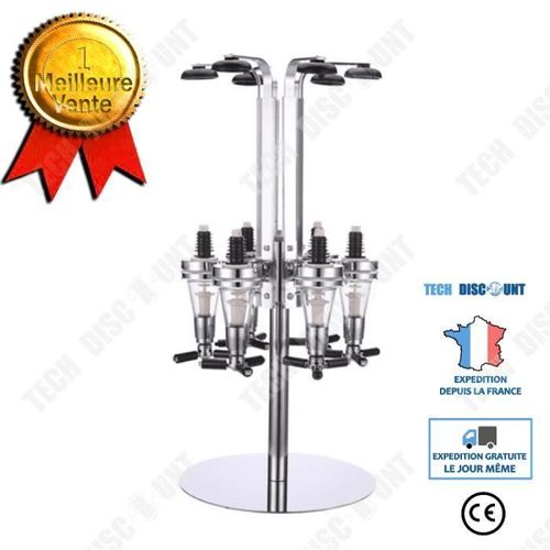 Td® Tech Discount Support Pour 6 Bouteilles Design Avec Doseur Alcool 1,5 Oz (43 Ml) En Aluminium
