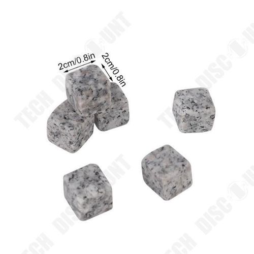 Td® 6 Faux Glaçons En Granit Gris, Noir Et Blanc Pour Whisky Glace En Forme De Cubes Solution Alternative Réutilisable Conservation