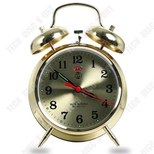 TD® Réveil mécanique rétro horloge à l'ancienne classique fer à cheval cloche horloge métal nostalgique horloge robuste et durable