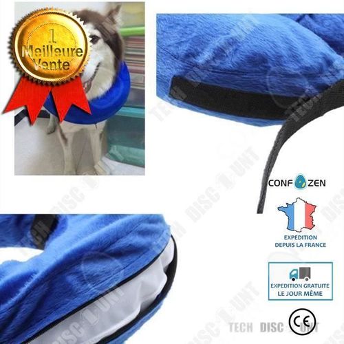 Confo® Collier Chien Laisse Cervical Collerette Protection Amortisseur Cou Ajustable Enrouleur Gonflable Blessure Cicatrisation Doux