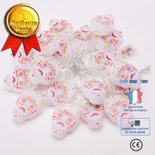 Td® Halloween Decoration Lanterne Led Guirlande Lumineuse Halloween Guirlande Lumineuse Crâne Peinte