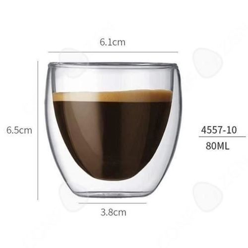 Confo® Pack De 6 Gobelets À Café Expresso Spiritueux Capacité 80ml Double Paroi Thermique En Verre Transparent Servir Thé Café Tasse