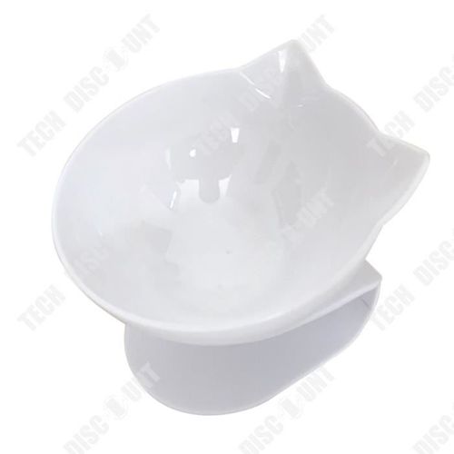 Td® Mignon Chat Oreilles Chat Bol Oblique Bouche Eau Nourriture Pour Animaux Ustensiles Protège-Cou Blanc Bol Unique