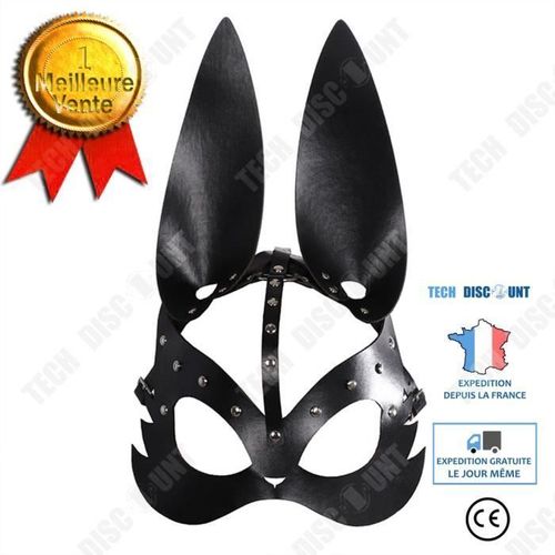 Td® Halloween Decoration Masque De Lapin En Cuir Punk Prom Party Halloween Carnaval Animal Maquillage Costume Props