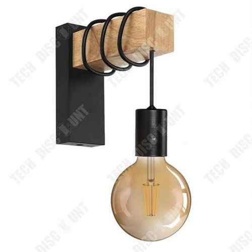 Td® Applique Murale En Fer Forgé En Bois Moderne Minimaliste Chambre Chevet Salon Salle À Manger Bar Éclairage Lampe Décorative Mode