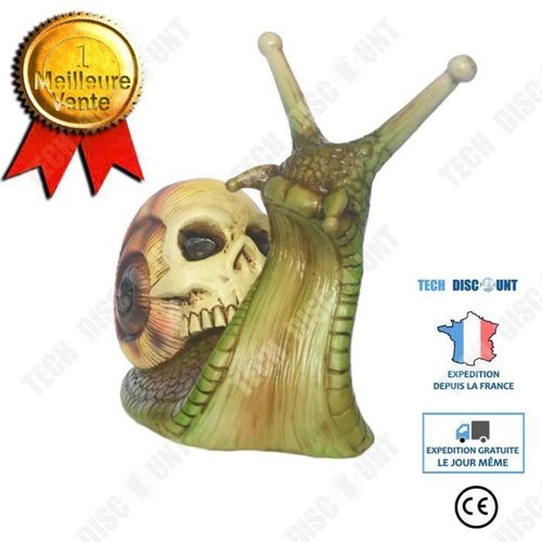 TD® Halloween Crâne Escargot Crâne Ornement Sculpture Gothique Jardin Décor À La Maison Résine Peint À La Main Artisanat