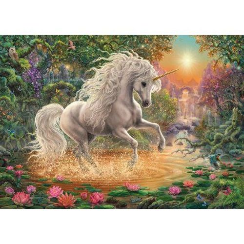 Puzzle Adulte Licorne Blanche Dans La Foret Enchantés - 1000 Pieces - Collection Monde Fantastique - Nouveaute