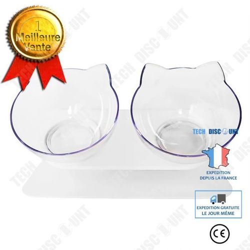 Td® Bol Pour Chat Double Bol À Boire Pour Chat Bassin Pour Animaux De Compagnie Bol En Plastique À Double Usage