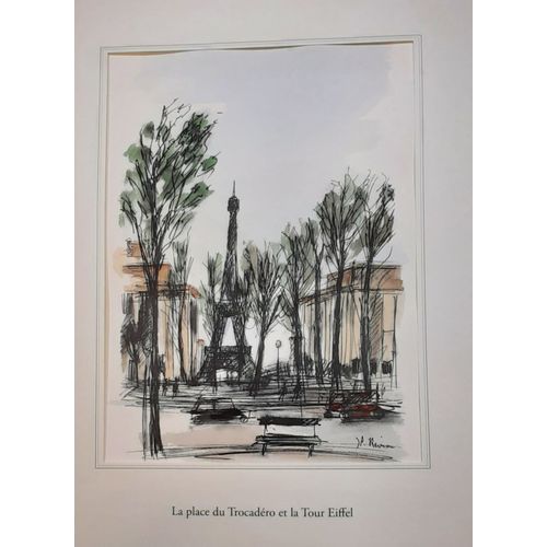 Jean Pierre Remon - Aquarelle Originale - Le Trocadéro Et La Tour Eiffel