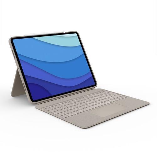 Logitech Combo Touch Custodia con Tastiera per iPad Pro 12,9 pollici (5a gen - 2021) - Tastiera Retroilluminata Rimovibile, Trackpad Click-Anywhere, Smart Connector -Sabbia