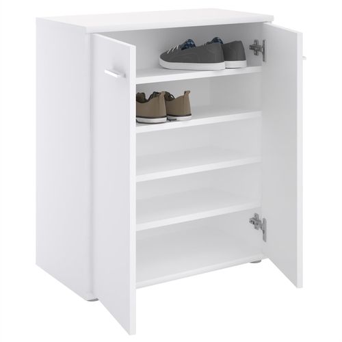 Meuble À Chaussures Olympe, Commode Meuble De Rangement Avec 2 Portes, En Mélaminé Blanc Mat