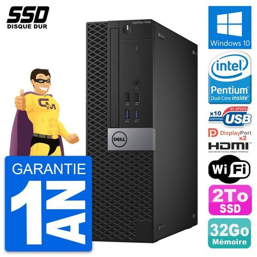 PC Dell OptiPlex 7040 SFF Intel G4400 RAM 32Go SSD 2To HDMI Windows 10 Wifi