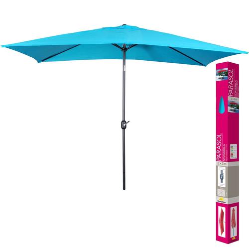 Parasol Inclinable Avec Mat En Aluminium - Turquoise - 200 X 300 Cm