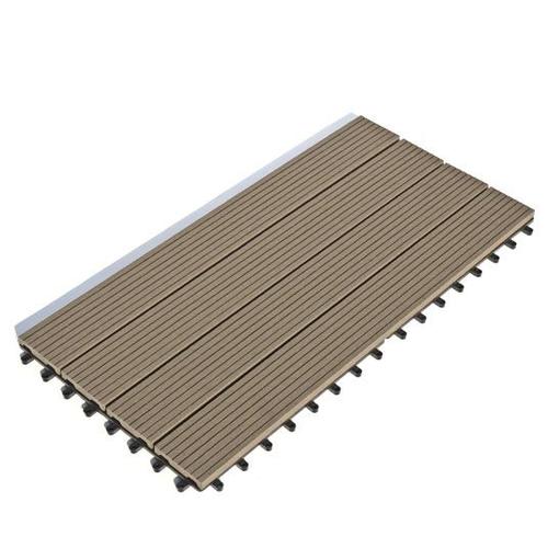 Dalle Terrasse Bois Composite clipsable - Chocolat - Lot de 6 dalles 30x60cm soit 1,08m?)