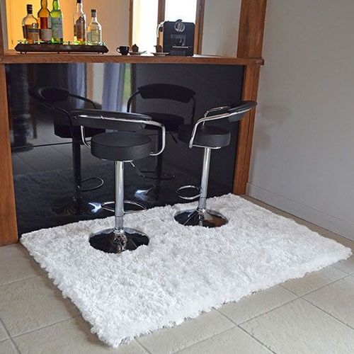 Tapis Shaggy Pop Poils Longs Blanc Neige Decoweb.Com - 120 X 170 Cm