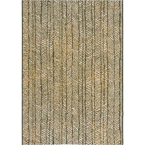 Tapis D'extérieur Ou De Salon - Motifs Graphiques - Noir, Crème Et Terracotta Decoweb.Com - 140 X 200 Cm