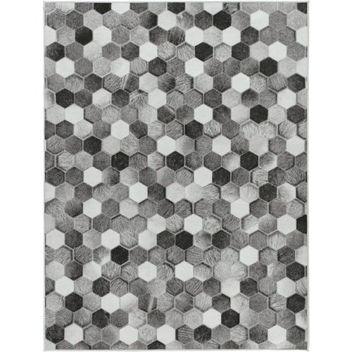 Tapis Toucher Soft - Imprimé Peau De Vache - Patchwork Gris Decoweb.Com - 120 X 160 Cm