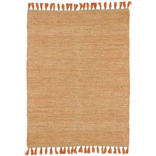 Tapis Naturel En Jute Et Coton - Néo-Ethnique Rouge Decoweb.Com - 120 X 170 Cm
