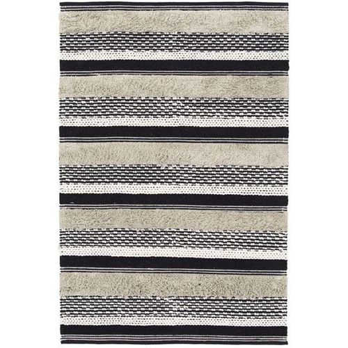 Tapis 100% Coton - Niksen - Ligne Beige Et Noir Decoweb.Com - 140 X 200 Cm