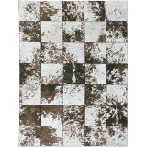 Tapis Toucher Soft - Imprimé Peau De Vache - Patchwork Marron Decoweb.Com - 200 X 290 Cm