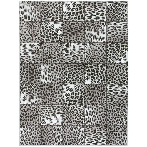 Tapis Toucher Soft - Imprimé Léopard - Patchwork Noir Et Blanc Decoweb.Com - 200 X 290 Cm