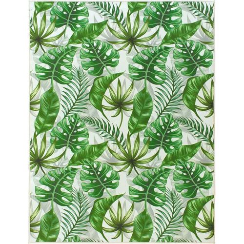 Tapis Toucher Soft - Imprim? Feuilles Exotique - Vert Et ?Cru Decoweb.Com - 120 X 160 Cm