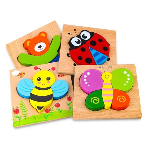 Lot De 4 Jouet Bebe - 3d Puzzles En Bois, Jouets Montessori Enfant 1 2 3 4 Ans （Aléatoire Schéma）