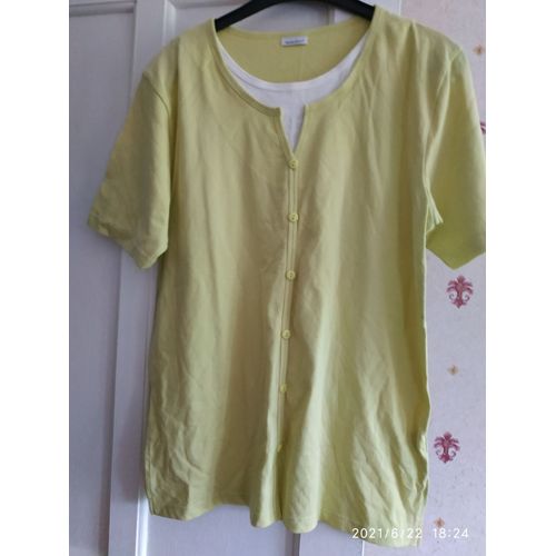 Tunique Blanche Porte Coton 40 Jaune Citron