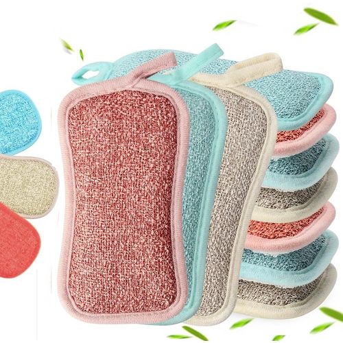 Eponge Reutilisable Lavable de Cuisine, Lot de 10 Eponge Vaisselle, éponge Microfibre, Eponge à récurer, Eponge Grattante Double Face, pour Nettoyer la Vaisselle, Les Pots